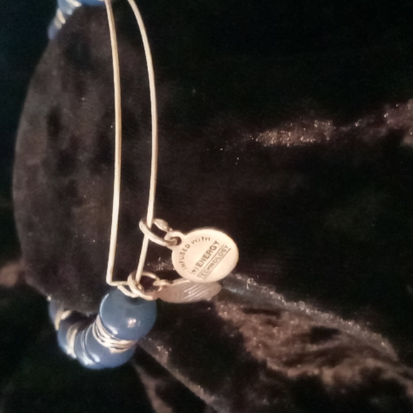 Alex and Ani bangles bracelet blue beaded with a Celtic knot design bead. - Picture 4 of 6